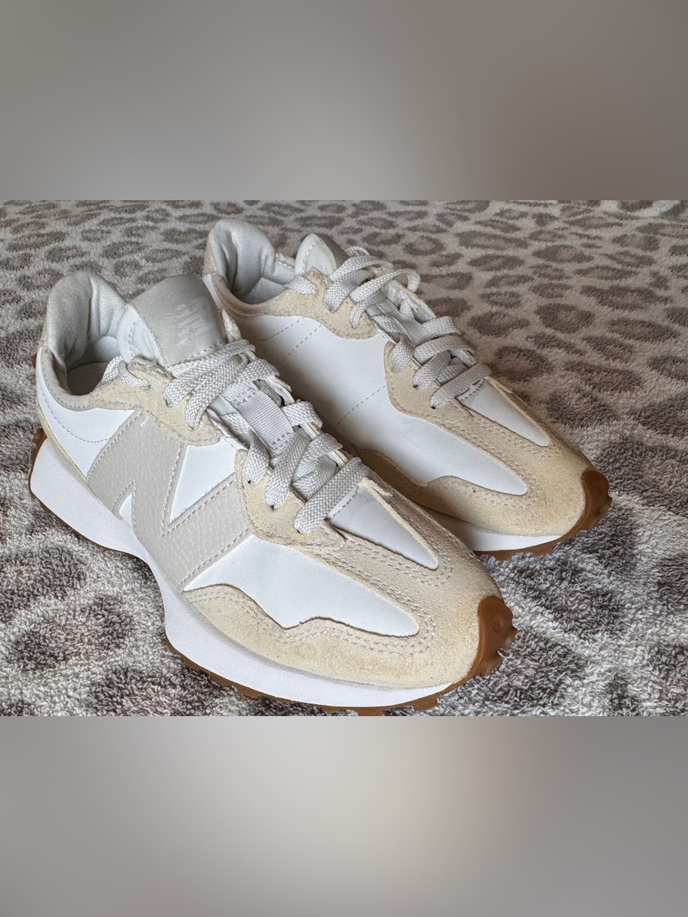 New Balance Women's White and Beige Low-Profile Sneakers